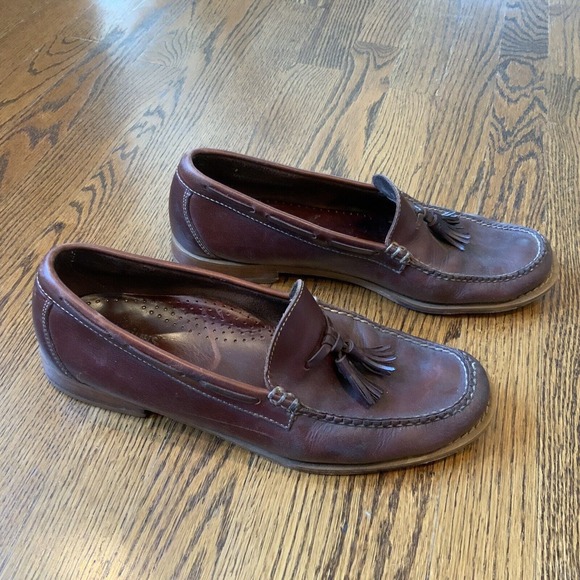 Bass Weejuns Loafers‎ Mens 10.5 D Burgundy Leather Tassel...